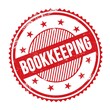 BOOKKEEPING text written on red grungy round stamp.