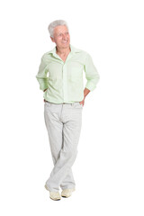 Sticker - Full length portrait of senior man posing on white background