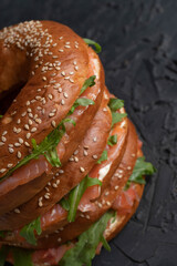 Wall Mural - close-up of a sandwich with salmon