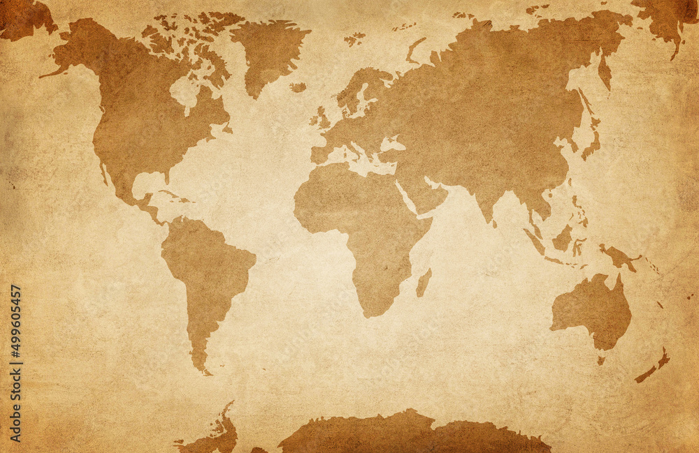 World map on old grunge paper background Stock Illustration | Adobe Stock
