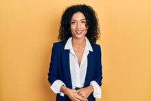 Young Latin Girl Wearing Business Clothes Looking Positive And Happy Standing And Smiling With A Confident Smile Showing Teeth