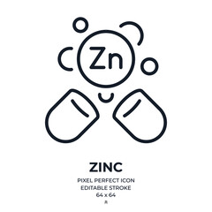 Wall Mural - zinc food supplement editable stroke outline icon isolated on white background flat vector illustrat