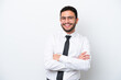 © luismolinero - Business Brazilian man isolated on white background keeping the arms crossed in frontal position