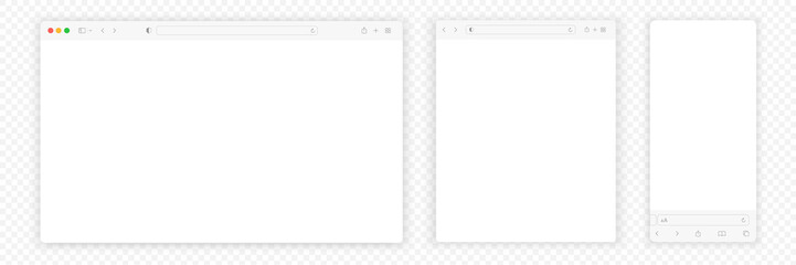 Wall Mural - web browser window white template. realistic blank browser window with toolbar and shadow. sample fr