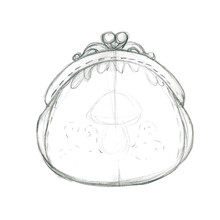 Hand-drawn Graphite Pencil Sketch Of Vintage Coin Purse. Freehand Pencil Drawing Isolated On White Background.