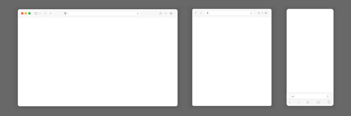 Wall Mural - web browser window white template. realistic blank browser window with toolbar and shadow. sample fr
