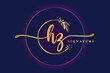 luxury signature logo design initial HZ. Handwriting vector logo design illustration image