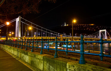 Canvas Print - Elisabeth Bridge from Jane Haining embankment, Budapest, Hungary