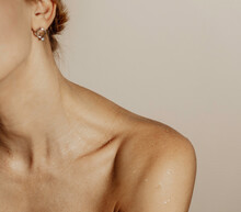 Close Up Of Neck And Collarbone . Spa, Skin Care And Wellness