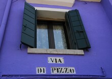 Italy, Veneto, Venezia: Detail Of Road Signal (Pizzo Street), Written On The House Of Burano Island.