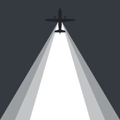 Wall Mural - Airplane flying. An airplane leaving a beam of light behind. Vector image