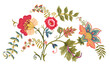 Fantasy flowers in retro, vintage, jacobean embroidery style. Element for design. Vector illustration.