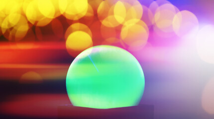 Abstract background with glowing ball and bokeh. Divination and prediction of fate.