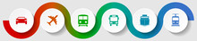 Transportation Concept Infographic Vector Template, Public Transport Flat Design Illustration