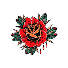 red rose tattoo vector design