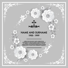 Memorial & Funeral Card Templates With Flowers Paper Cut