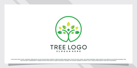 Wall Mural - Tree icon logo template with creative element and unique concept