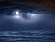 © Aleksandr - moon  light on dramatic night cloudy  dark sky on sea