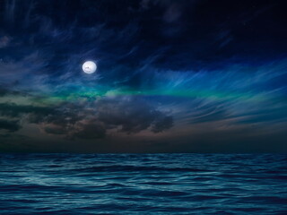Wall Mural -  moon on starry sky  bright dark shiny  clear nebula star flares  fall background copy space template