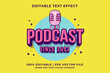 Editable text effect Podcast Logo 3d Cartoon template style premium vector