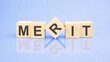 © Maks_Lab - merit - text on wooden blocks, business concept, blue background