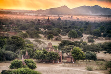 Sunset Over Bagan In Myanmar