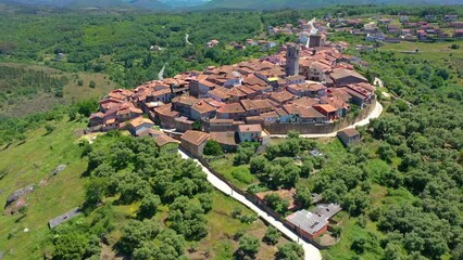 Wall Mural - Aerial view of Miranda del Castanar village in Spain