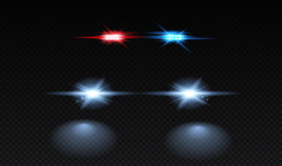 Wall Mural - set of realistic flashers. red and blue sirens and headlights for police car. special devices for li