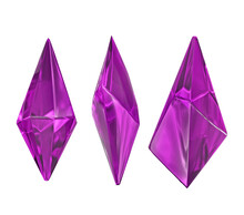 3D Render, Emerald Purple Crystal On White Background, Gems, Natural Nuggets, Mysterious Accessories
