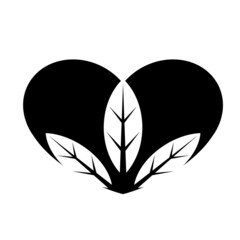 Wall Mural - black and white leaves vector icon