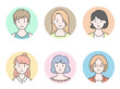 © ぴにゃこ - 女性アイコン　かわいい　イラストセット