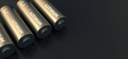 lithium 3d illustration.
Lithium chemical symbol with dark background.