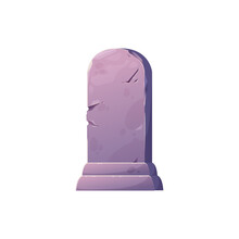Gravestone, Empty Tombstone Isolated Cartoon Memorial Stone Icon. Vector Gravestone Stele Or Marker, Halloween Symbol. Mystery Granite Headstone, Blank Monument At Graveyard, Burial At Cemetery