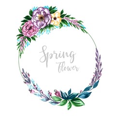 Sticker - Hand draw decorative colorful spring flowers bunch watercolor design