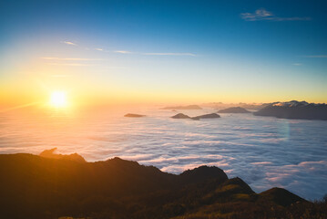 sunrise on the top of the mountain