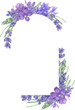 Watercolor lavender frames. Violet  summer flowers. Perfect for wedding invitations, greeting cards