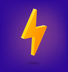 Poster - Yellow flash sign. 3d vector icon
