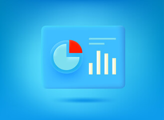 Aufkleber - business company report icon on blue background. 3d vector illustration
