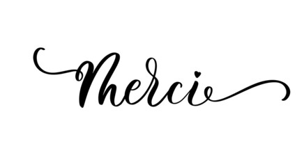 Merci hand lettering inscription label sticker