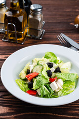 Poster - fresh salad with cheese and olives