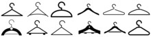 Wooden Suit Hanger Vector Icons Set. Wooden Icon. Cloakroom Illustration Symbol Collection.