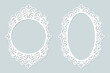 Lace frames set, oval photo frames laser cut templates, decor elements isolated, vector.