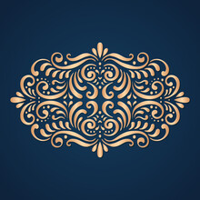 Vintage Gold Design Element, Background In Victorian Style, Vector.