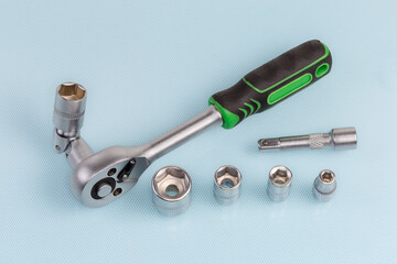 Poster - Ratchet wrench with different hexagonal sockets and adapters