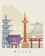 Wall Mural - Kyoto skyline poster