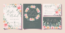 Watercolor Rose Flower Wedding Invitation Card	