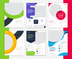 Wall Mural - Modern Corporate flyer design template set, business leaflet layout collection, A4 company flyer bundle vector