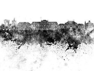 le havre skyline in black watercolor