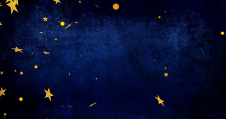 Wall Mural - Image of yellow stars moving on blue background