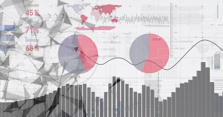 Wall Mural - animation of data processing over white background